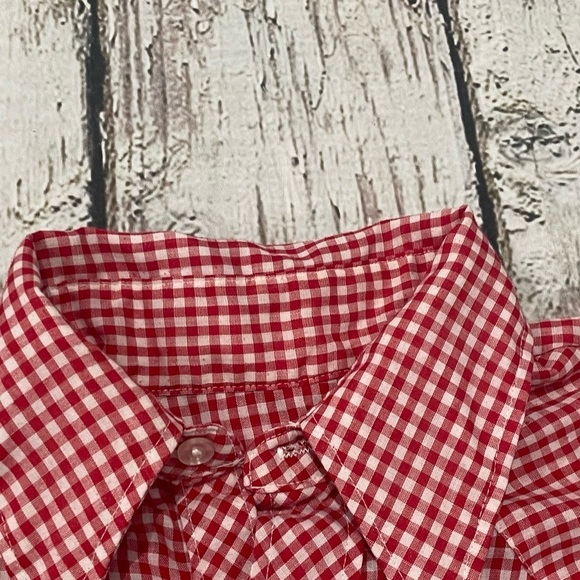 Vintage Red and White Western Pearl Snap Rockabilly Button Down Shirt - Picture 5 of 5